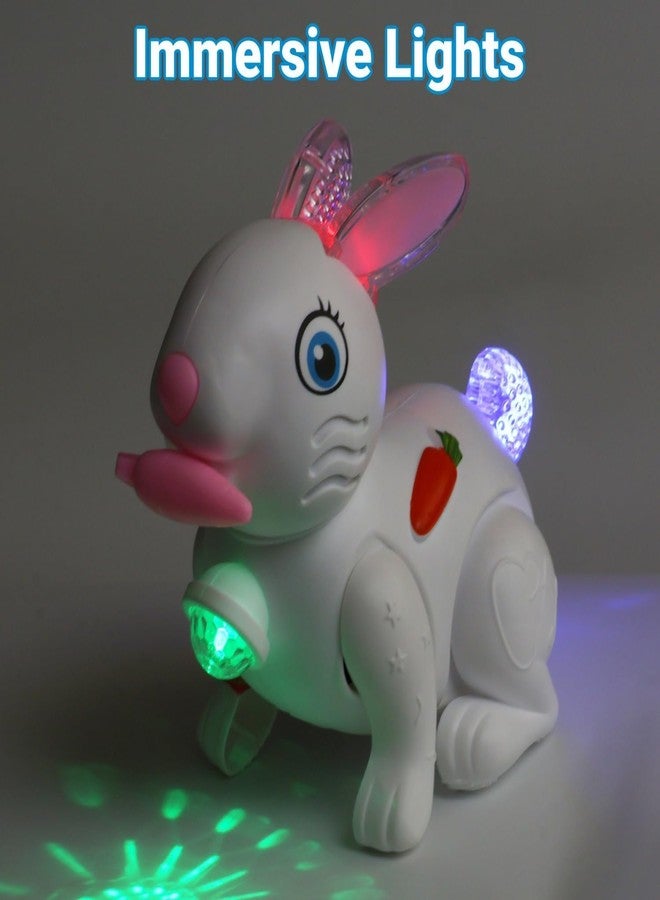 Space Enterprises Toys for Kids with 3D Flashing Lights, Music, 360-degree Dance Moves, Educational Toy (Bud Jumping Rabbit - White) - Image 4